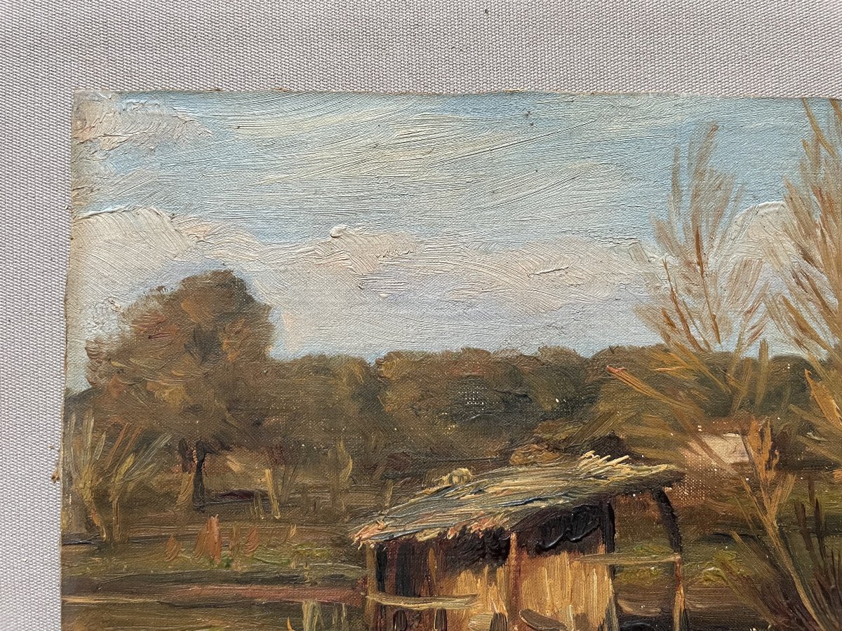 Meadow Near Antibes, Oil On Cardboard-photo-2