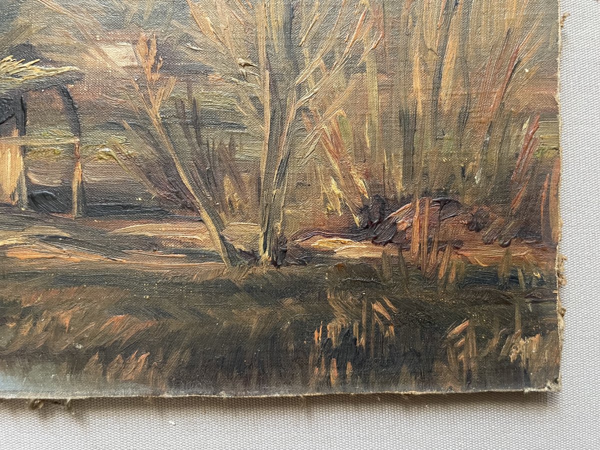Meadow Near Antibes, Oil On Cardboard-photo-4