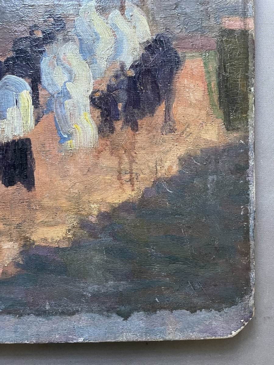 Leaving Mass In Brittany, Oil On Canvas-photo-4