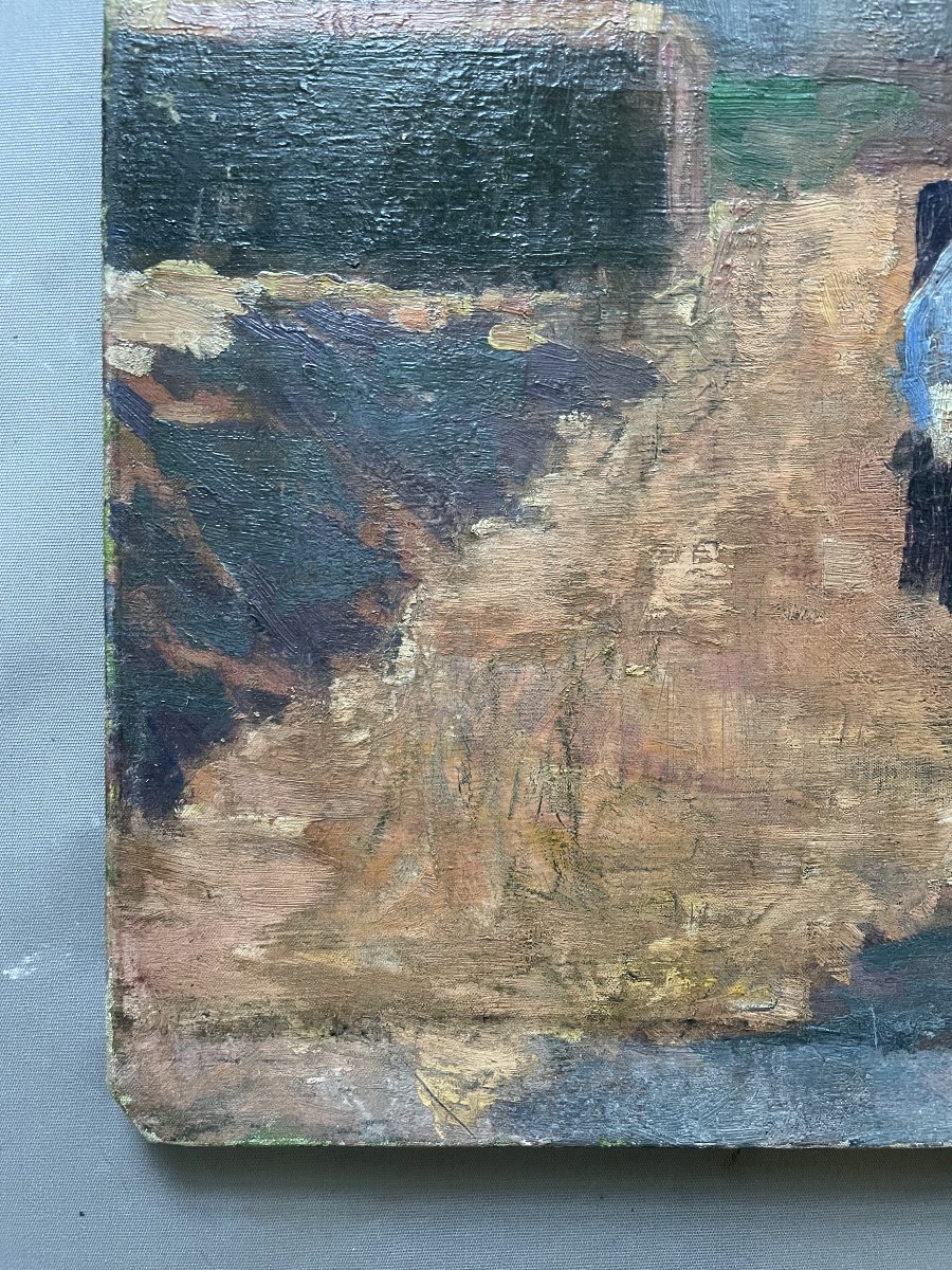 Leaving Mass In Brittany, Oil On Canvas-photo-1