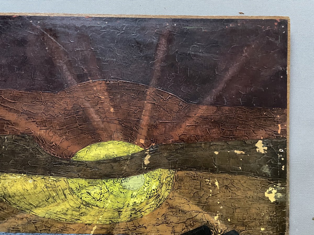 Boat At Sunset, Oil On Paper, Signed By Souayah-photo-4