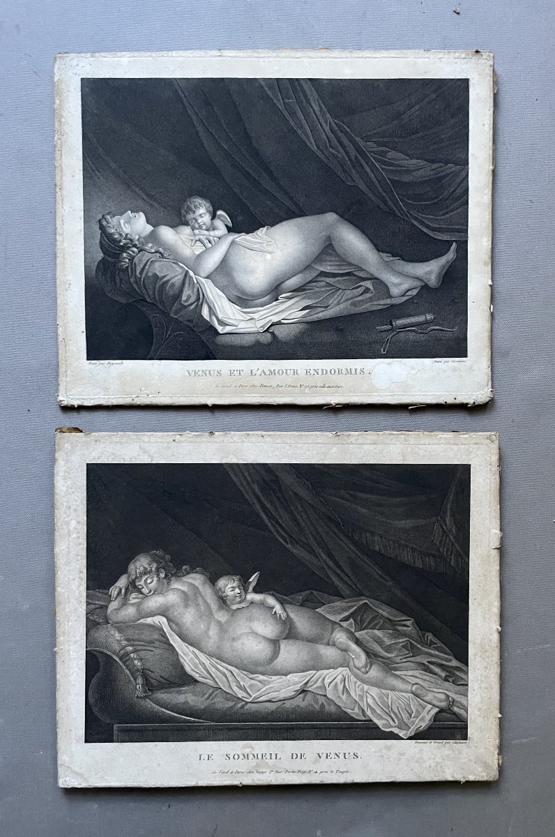 Vénus et l'Amour, paire de gravures par Cazenave
