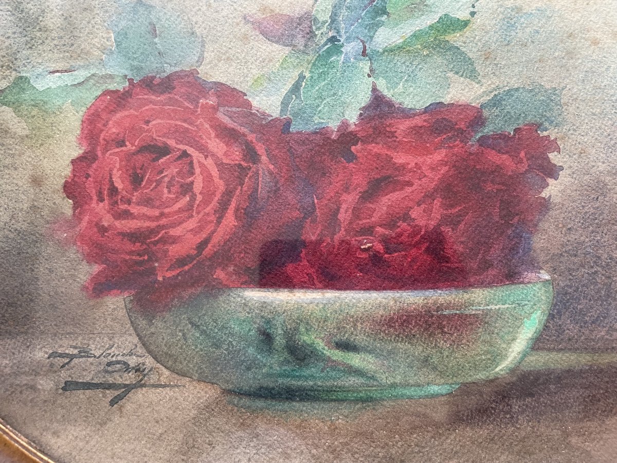 Blanche Odin, Red Roses, Watercolor-photo-2