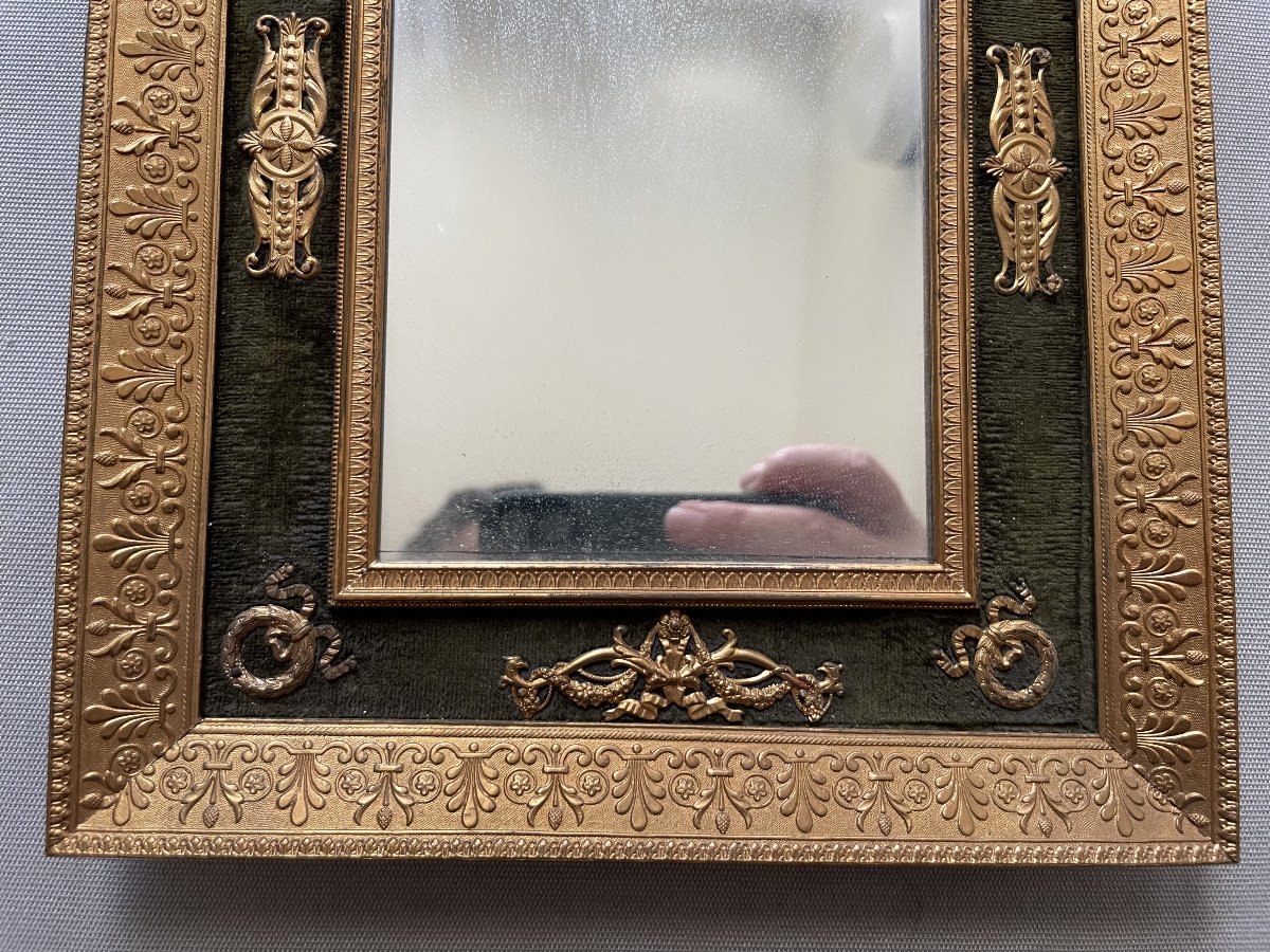 Petit miroir en laiton d'époque Restauration-photo-3