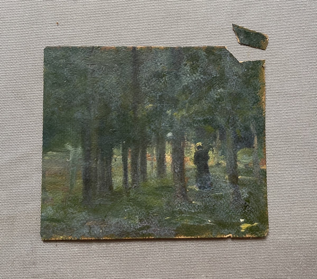 Lively Landscape, Oil On Paper-photo-2