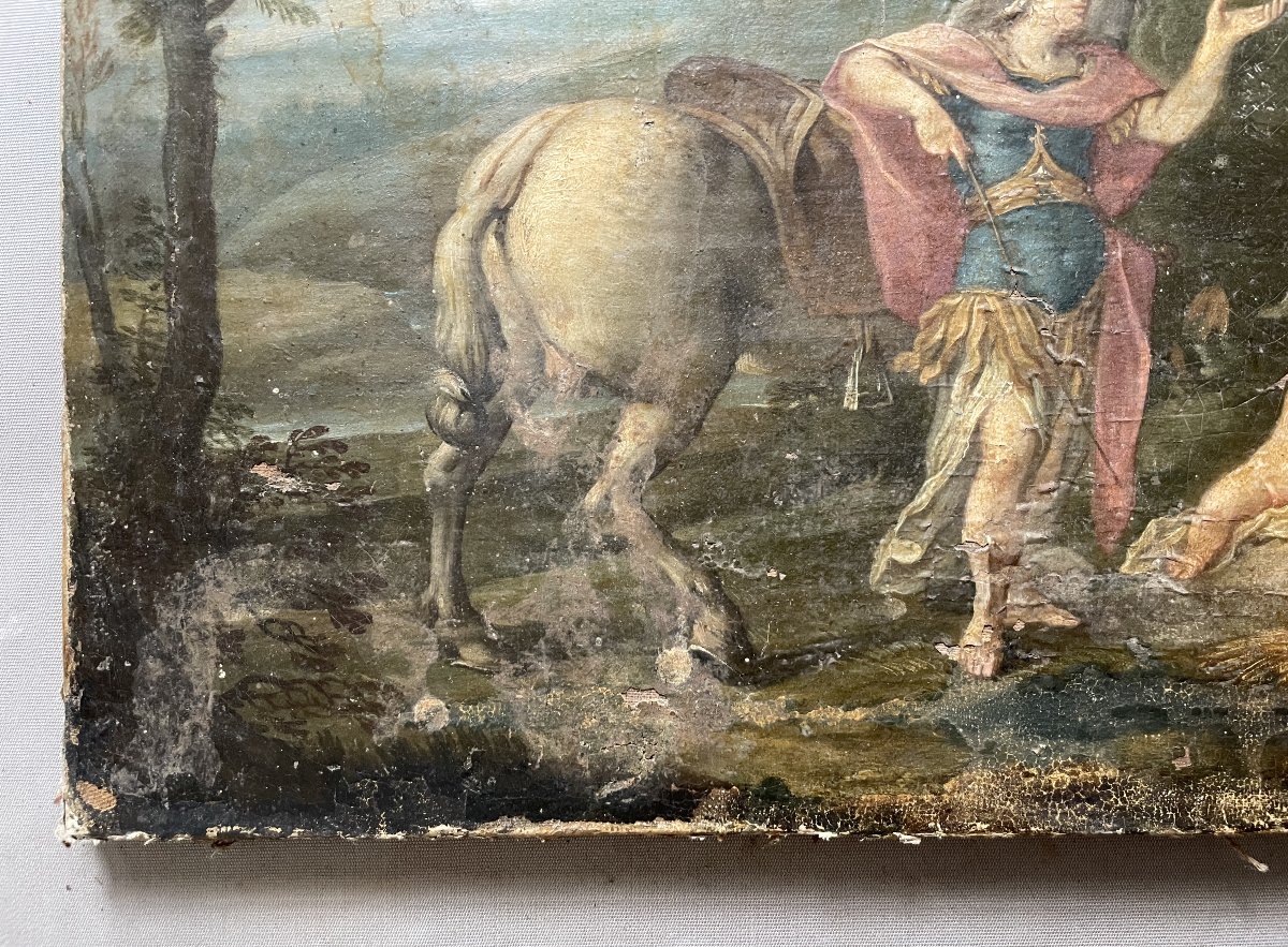 Scène mythologique, huile sur toile, XVIIe-photo-1