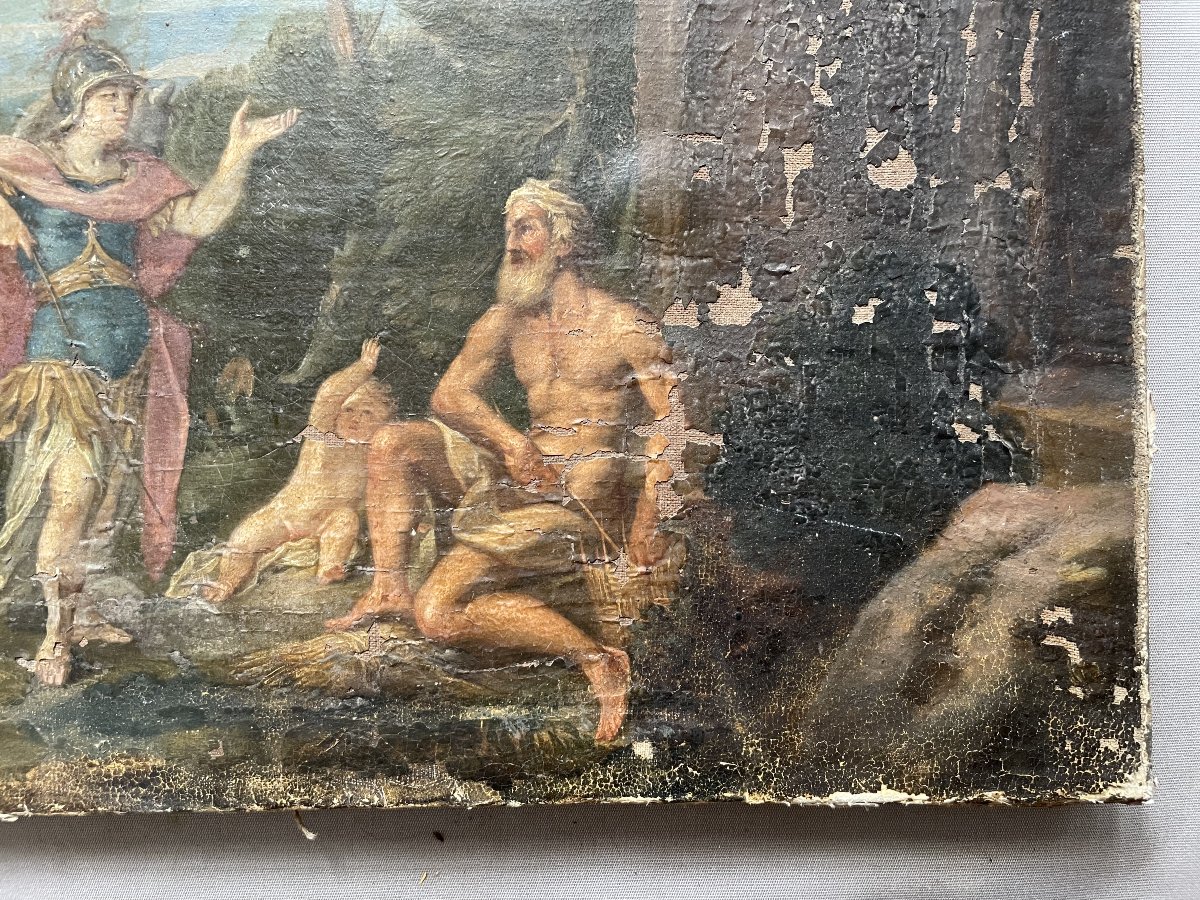 Scène mythologique, huile sur toile, XVIIe-photo-3