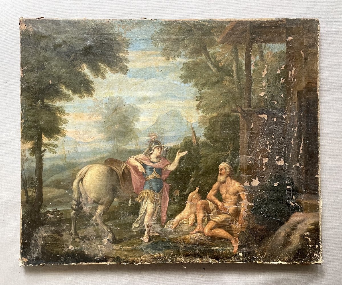 Scène mythologique, huile sur toile, XVIIe