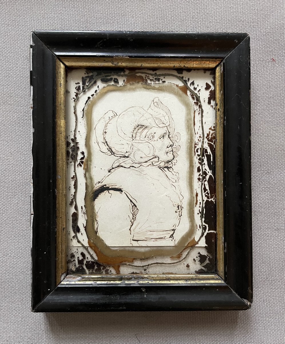 Portrait d'ecclésiastique, dessin à la plume, XIXe ou avant