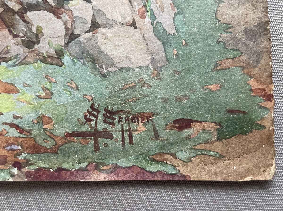 Sallès, le puits, aquarelle, signature à identifier-photo-2