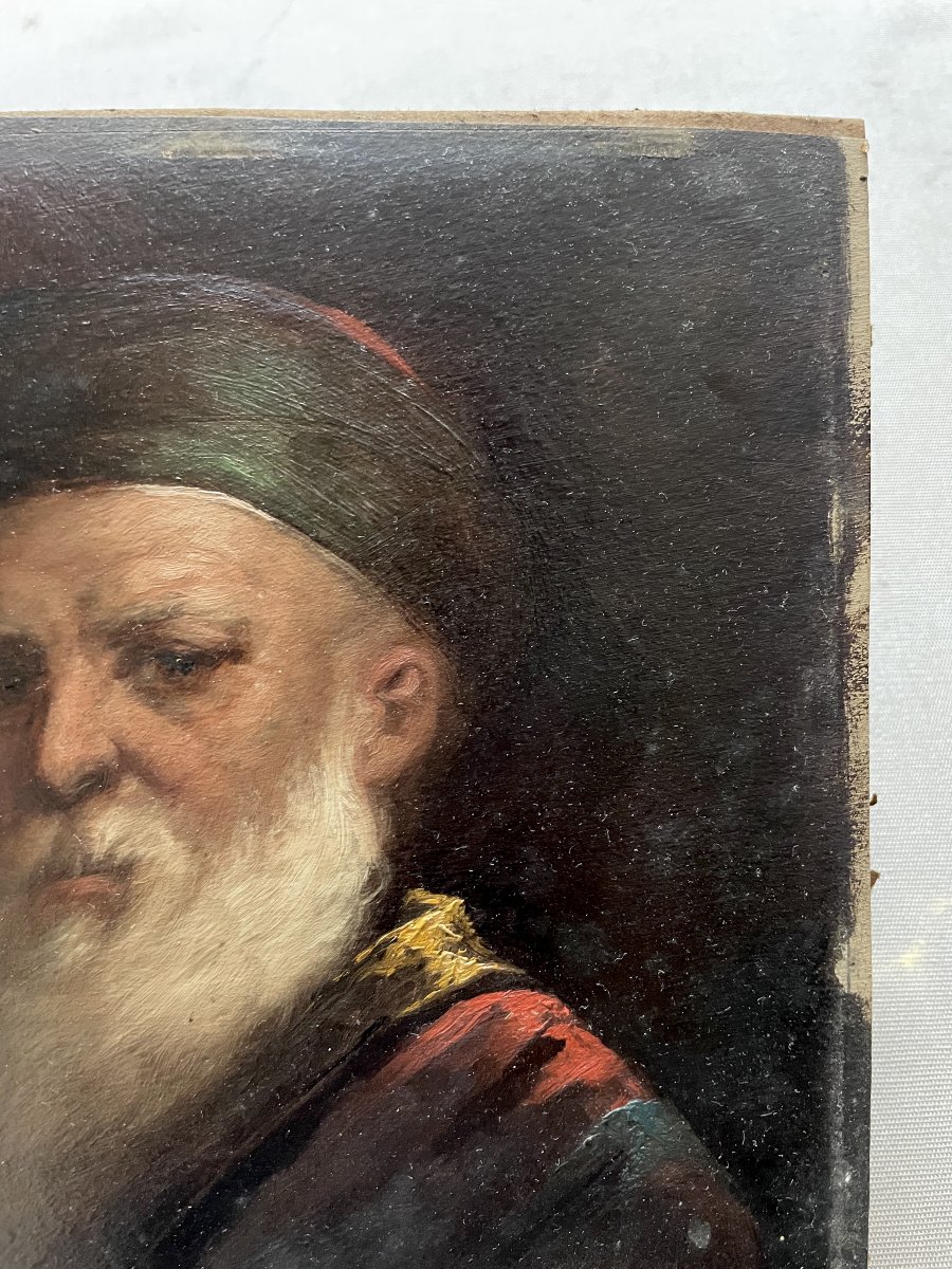 Portrait d'oriental, huile sur carton-photo-3