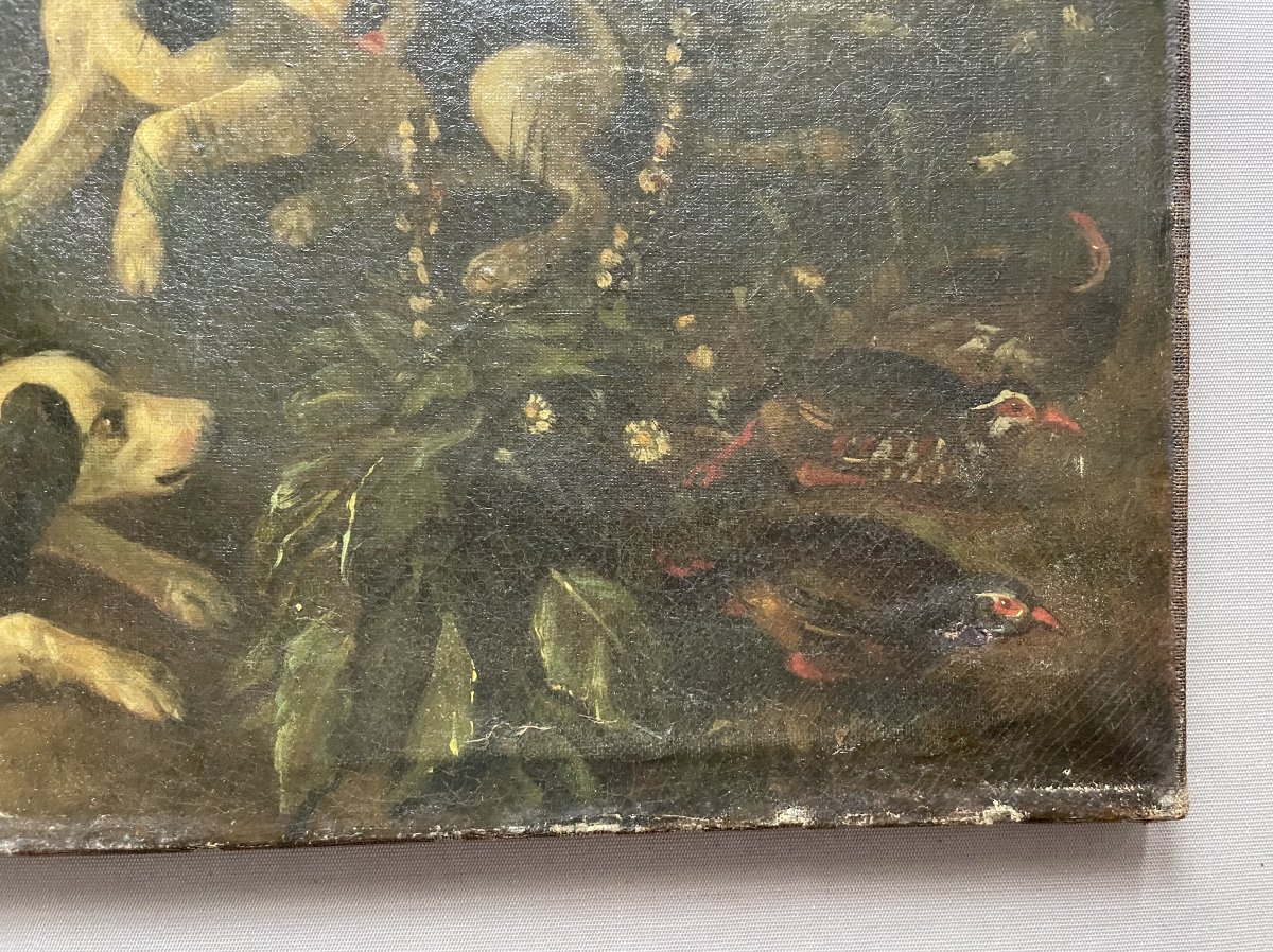 Hunting Dogs, Oil On Canvas, 19th Century Or Earlier-photo-4