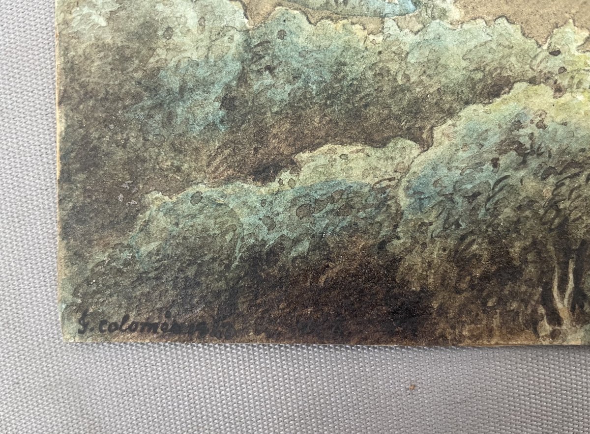 Castle, Watercolor, Signature To Be Identified-photo-2