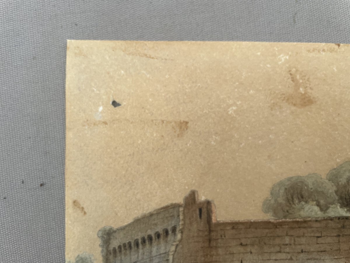 Castle, Watercolor, Signature To Be Identified-photo-3