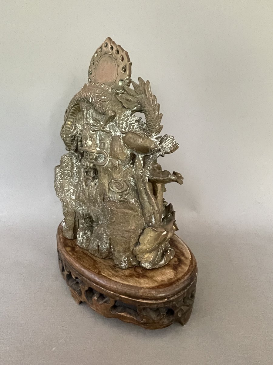 Divinité asiatique aux dragons, bronze, fin XIXe ou début XXe-photo-3