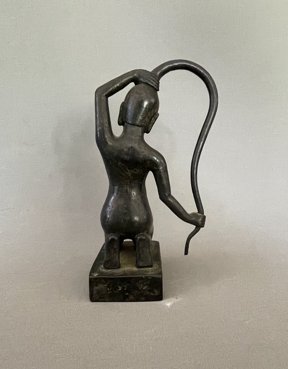Asian Bronze Statuette, 19th Century Or Earlier-photo-3