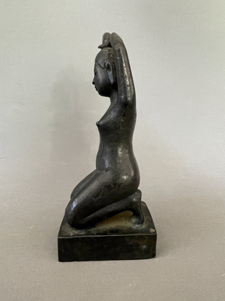 Asian Bronze Statuette, 19th Century Or Earlier-photo-4