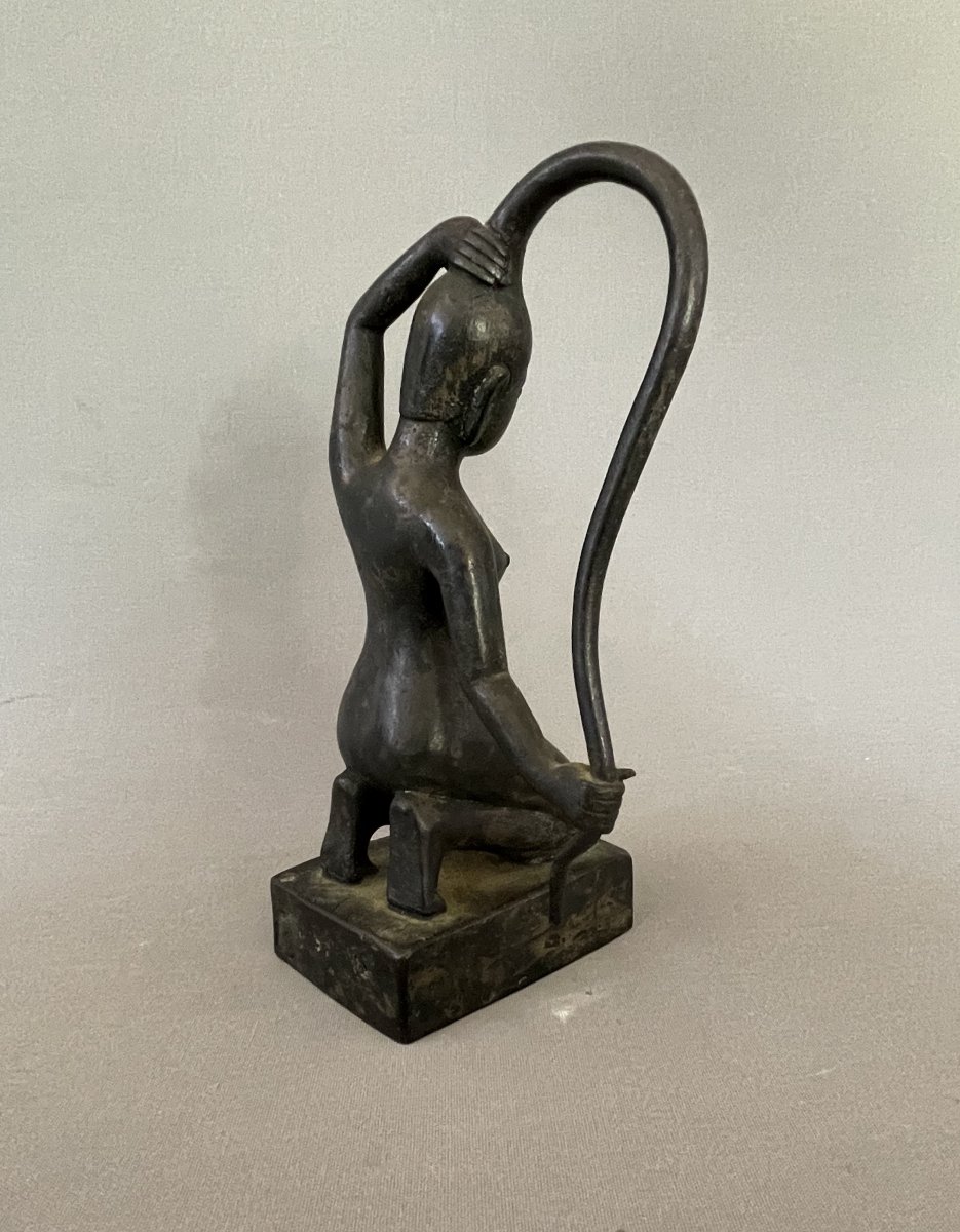 Asian Bronze Statuette, 19th Century Or Earlier-photo-1
