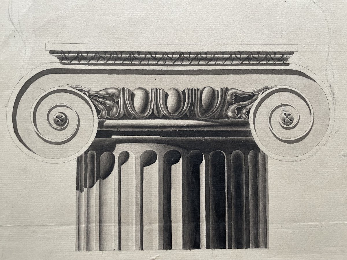 Etude de colonne antique, lavis d'encre-photo-2