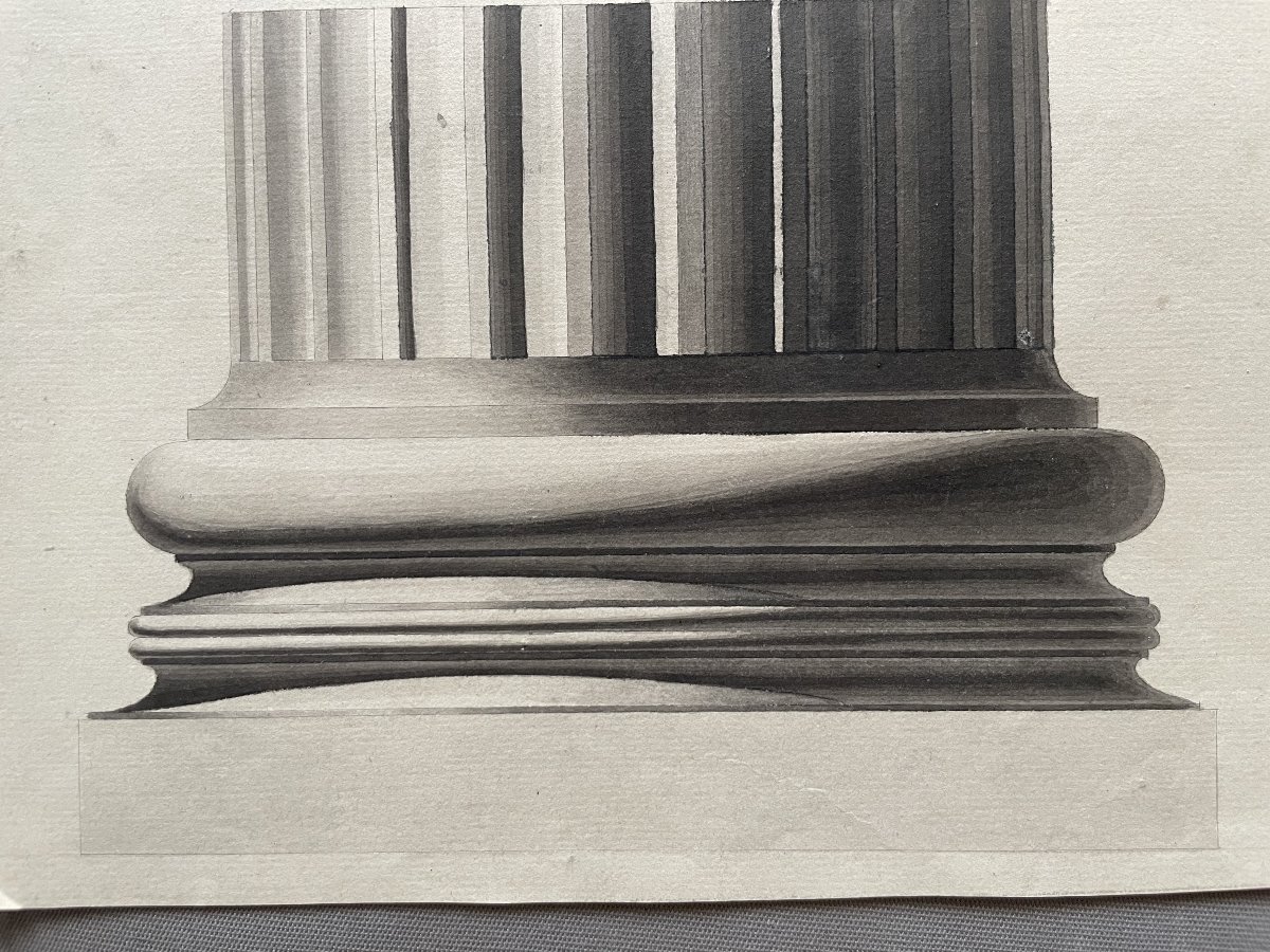 Etude de colonne antique, lavis d'encre-photo-3