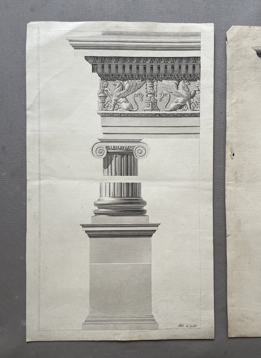 Classical Architectural Drawings, Ink Wash Drawings-photo-2
