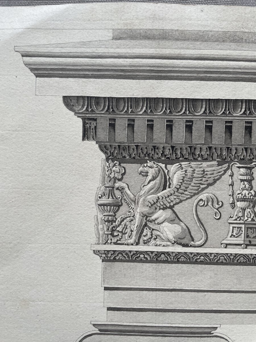 Classical Architectural Drawings, Ink Wash Drawings-photo-3