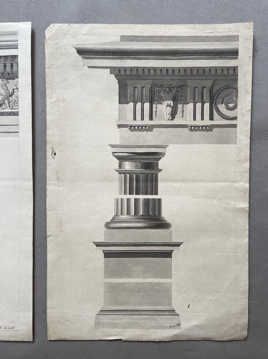Classical Architectural Drawings, Ink Wash Drawings-photo-3