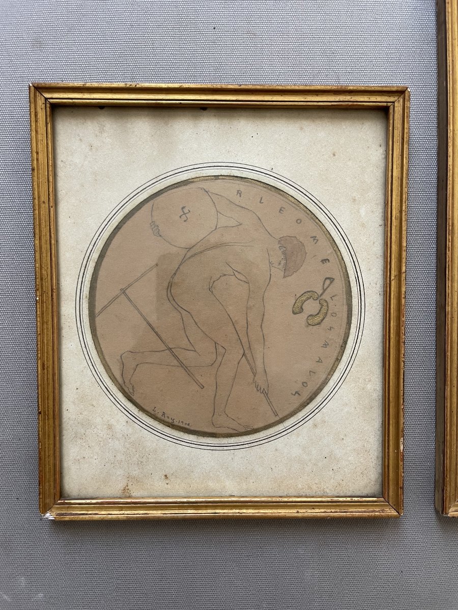 Two Drawings In The Classical Style Signed By L. Roy, 1908-photo-2