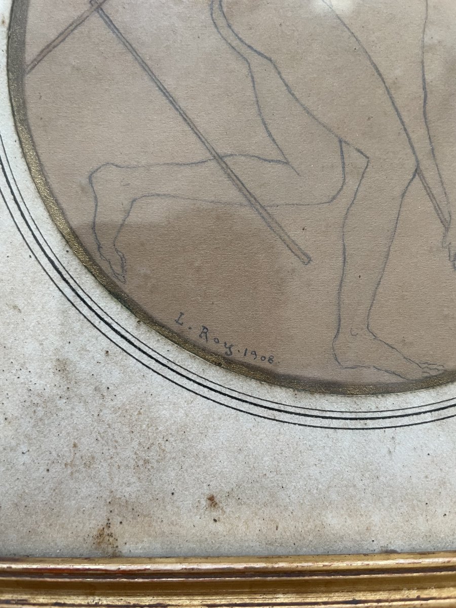 Two Drawings In The Classical Style Signed By L. Roy, 1908-photo-3