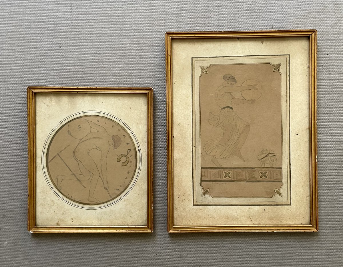 Two Drawings In The Classical Style Signed By L. Roy, 1908