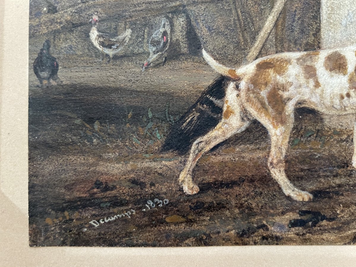 Alexandre Gabriel Decamps, petite fille et épagneul, aquarelle-photo-2