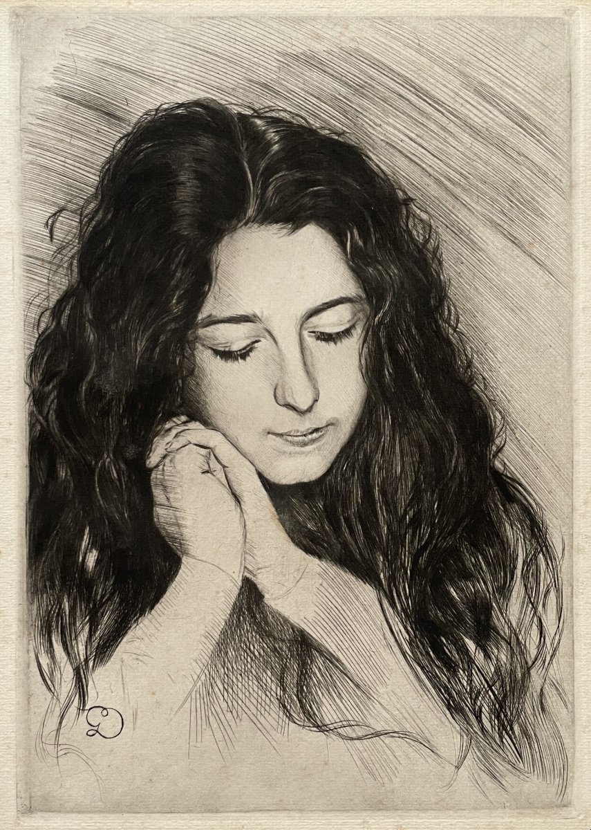 Portrait de jeune femme, monogramme à identifier