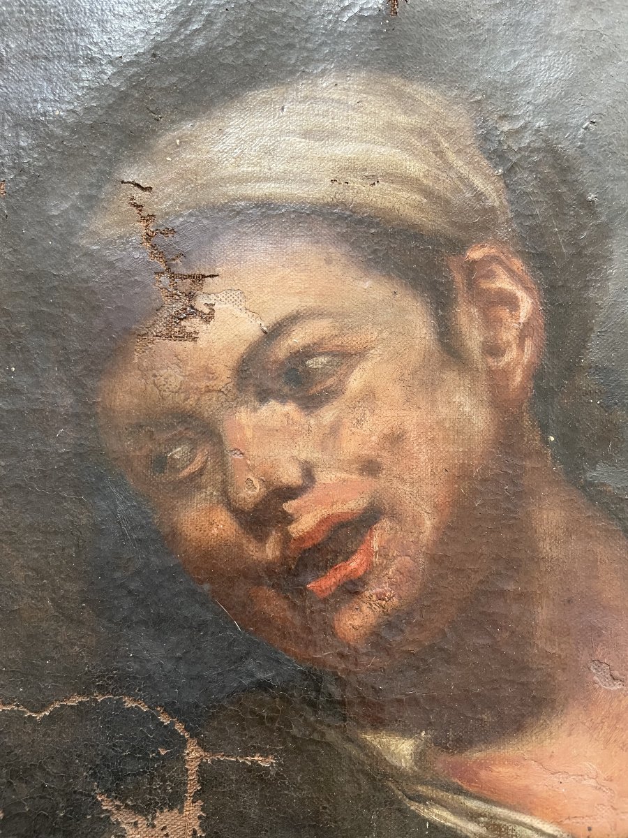 Ecole du Nord, huile sur toile XVIIe à restaurer-photo-2