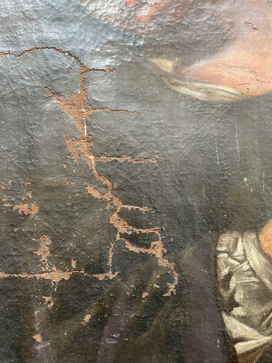 Ecole du Nord, huile sur toile XVIIe à restaurer-photo-3