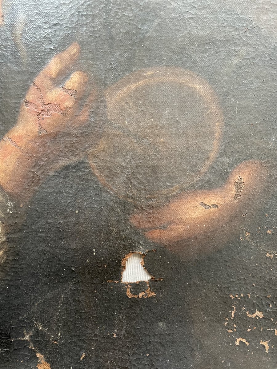 Ecole du Nord, huile sur toile XVIIe à restaurer-photo-4
