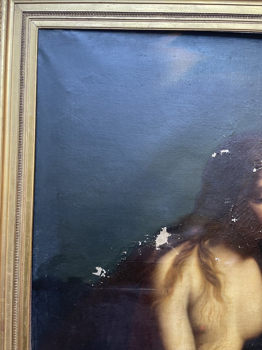 Marie Madeleine, grand format, huile sur toile à restaurer-photo-1