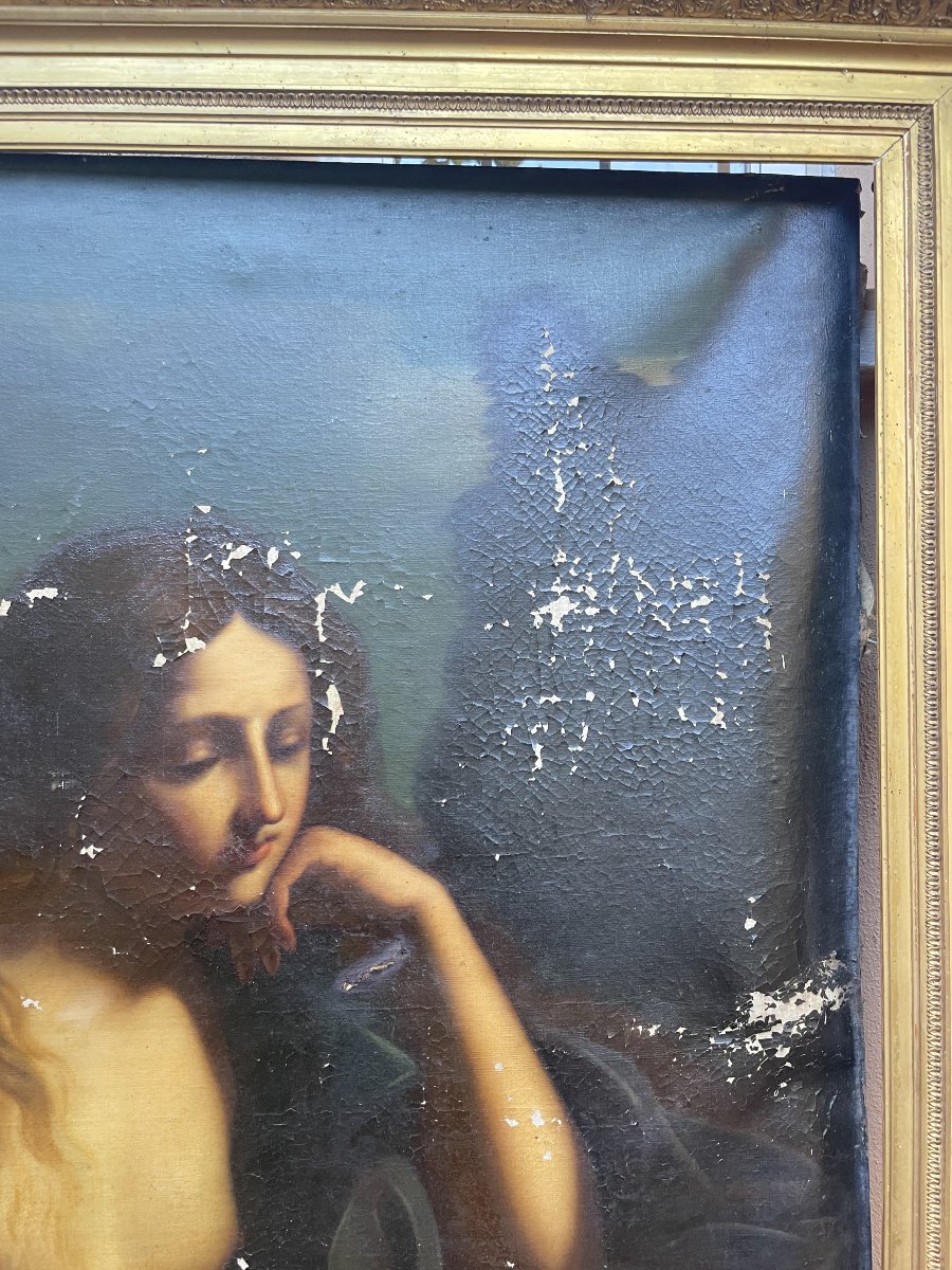 Marie Madeleine, grand format, huile sur toile à restaurer-photo-2