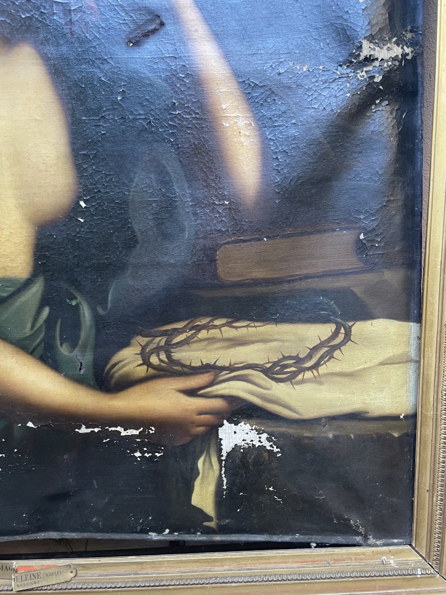 Marie Madeleine, grand format, huile sur toile à restaurer-photo-3
