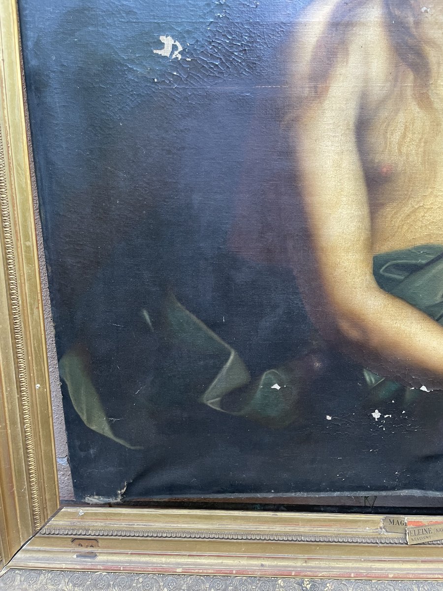 Marie Madeleine, grand format, huile sur toile à restaurer-photo-4