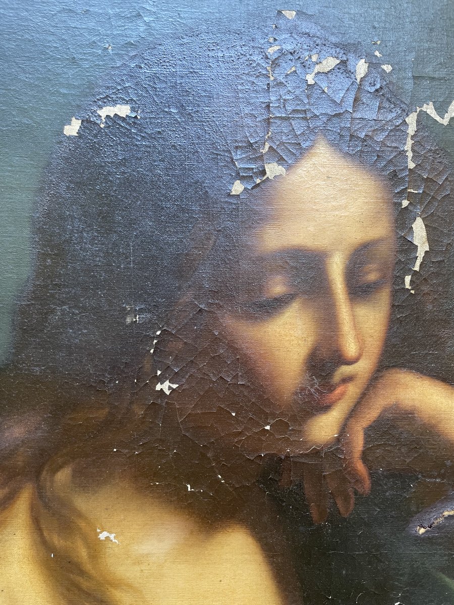 Marie Madeleine, grand format, huile sur toile à restaurer-photo-5