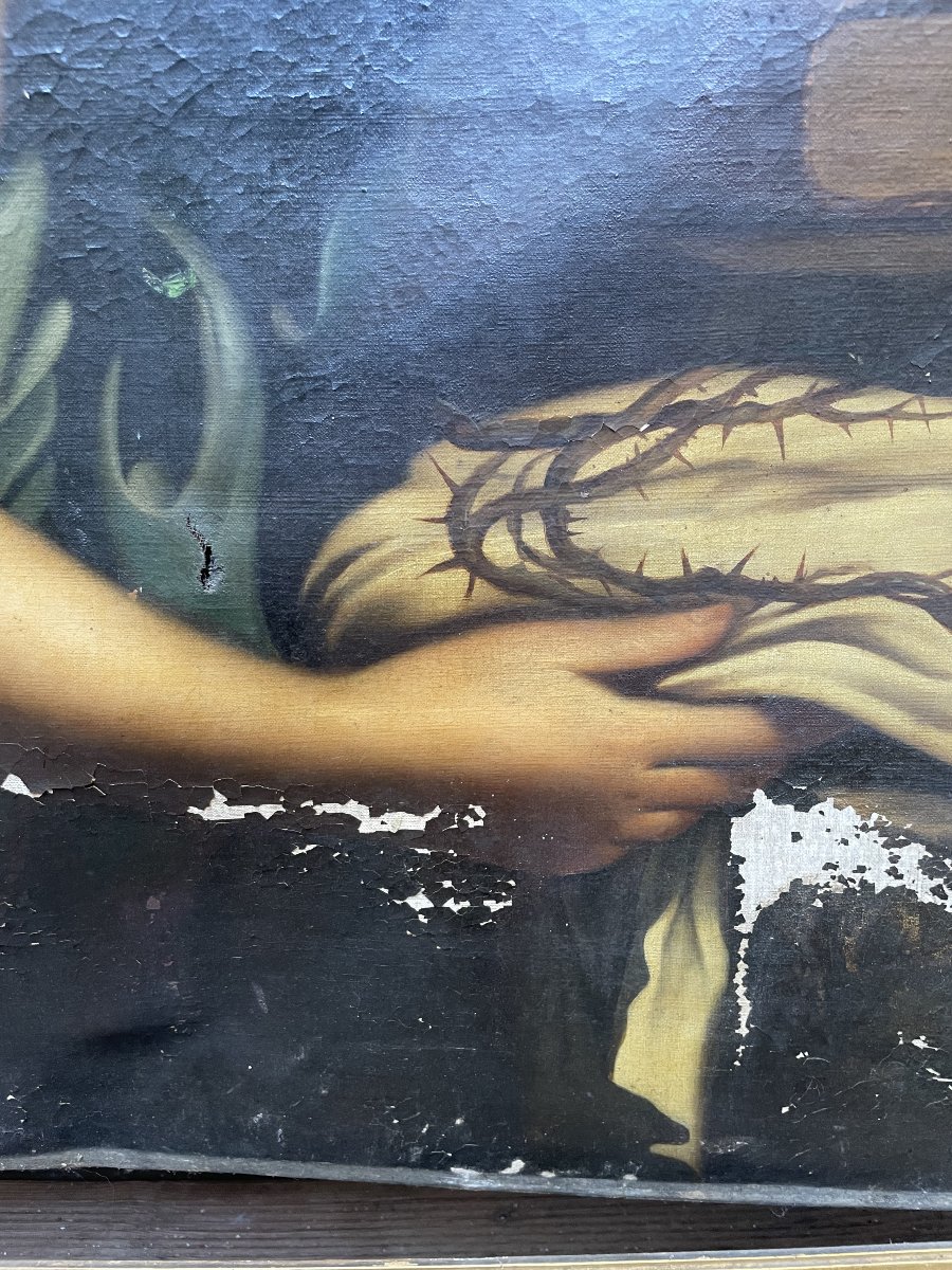 Marie Madeleine, grand format, huile sur toile à restaurer-photo-7