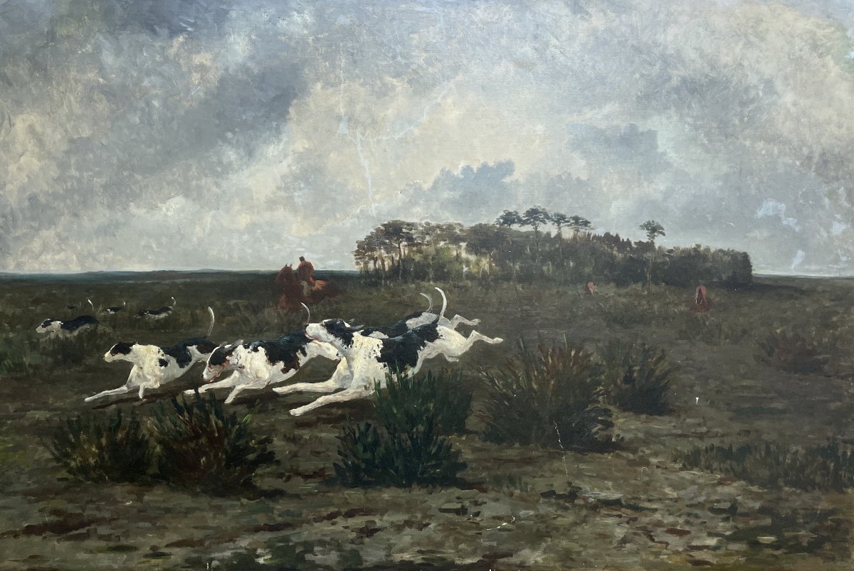 Scène de chasse à courre, très grand format