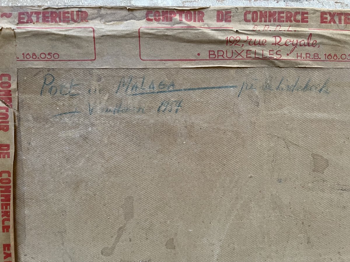 Le port de Malaga, pastel, signature à identifier-photo-1