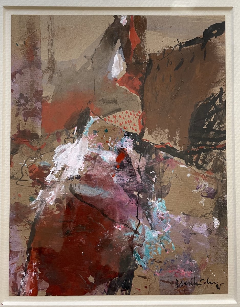 Abstraction, composition mixte, signature à identifier-photo-2