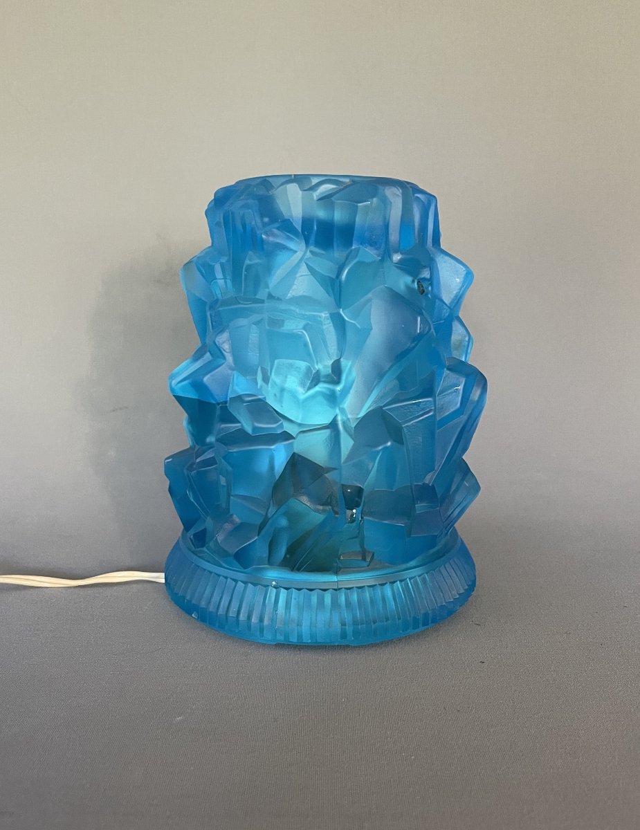 Molded Glass Lamp, Mid-20th Century-photo-2