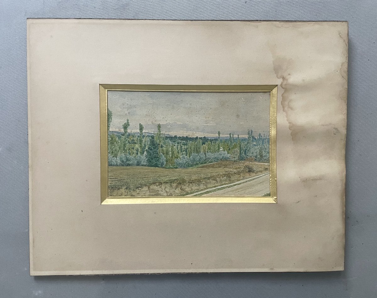 Aquarelle signée Emile Cayrel, 1883-photo-2