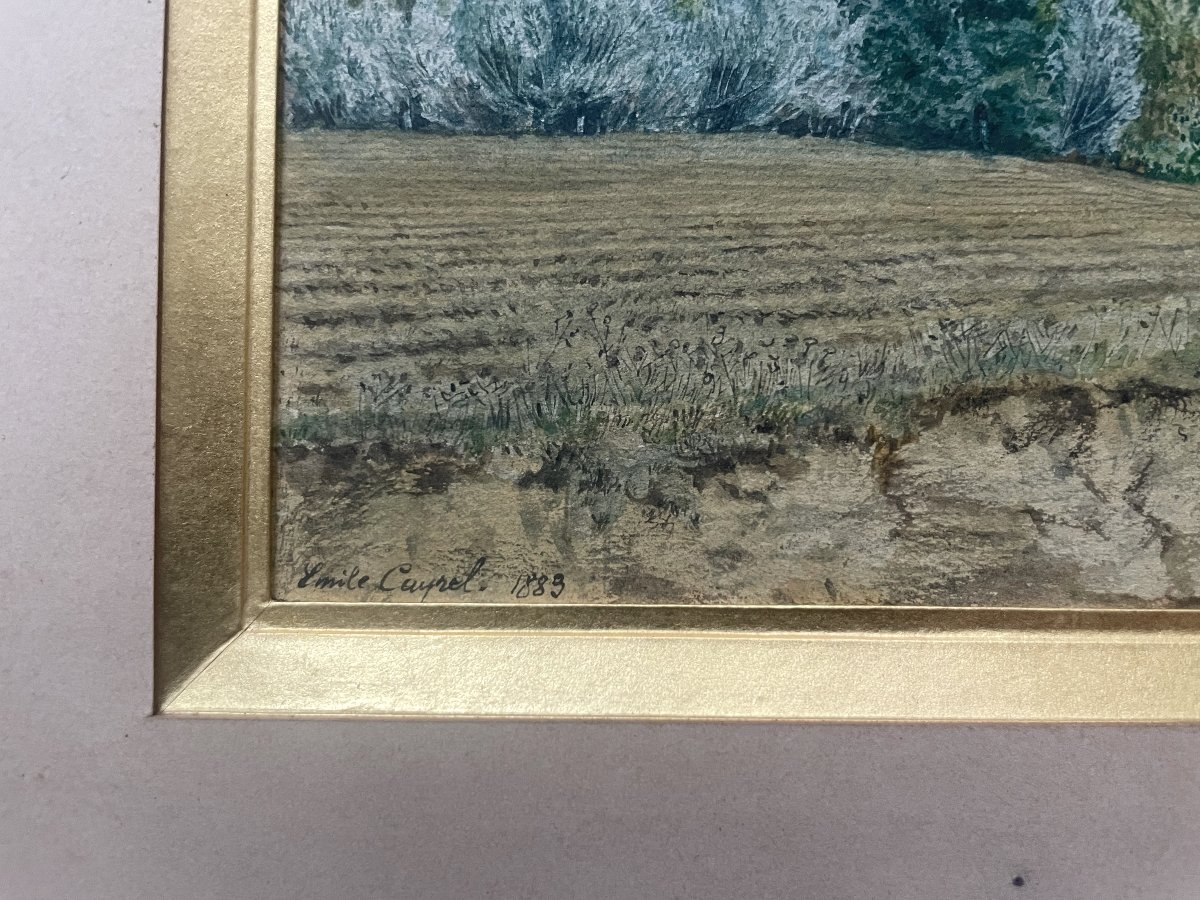 Aquarelle signée Emile Cayrel, 1883-photo-3