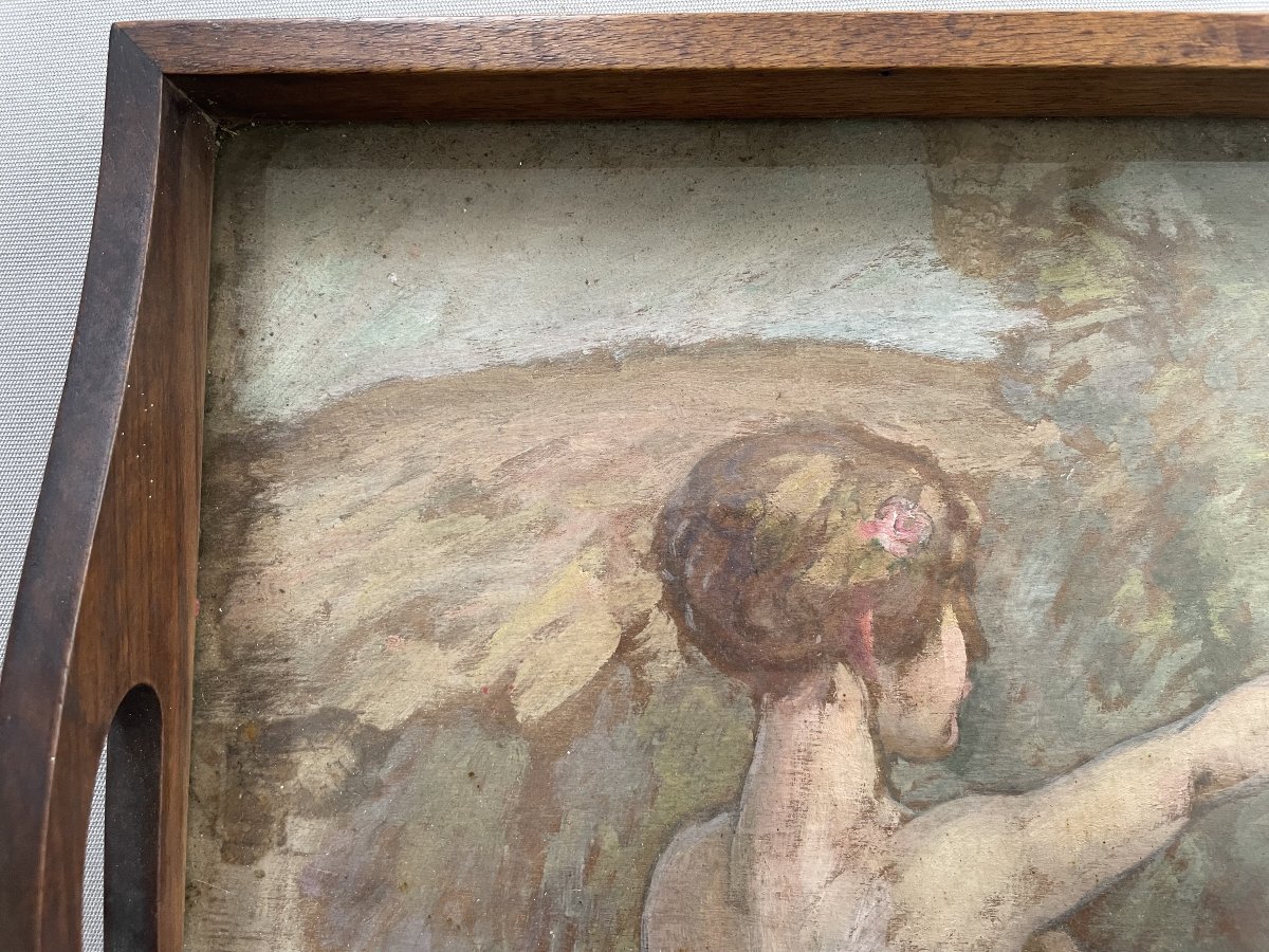 Tray Decorated With A Painted Symbolist Scene-photo-3