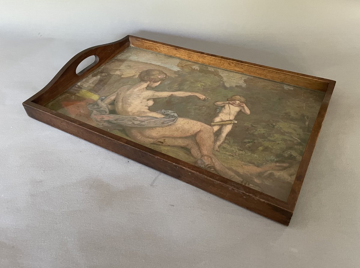 Tray Decorated With A Painted Symbolist Scene-photo-4