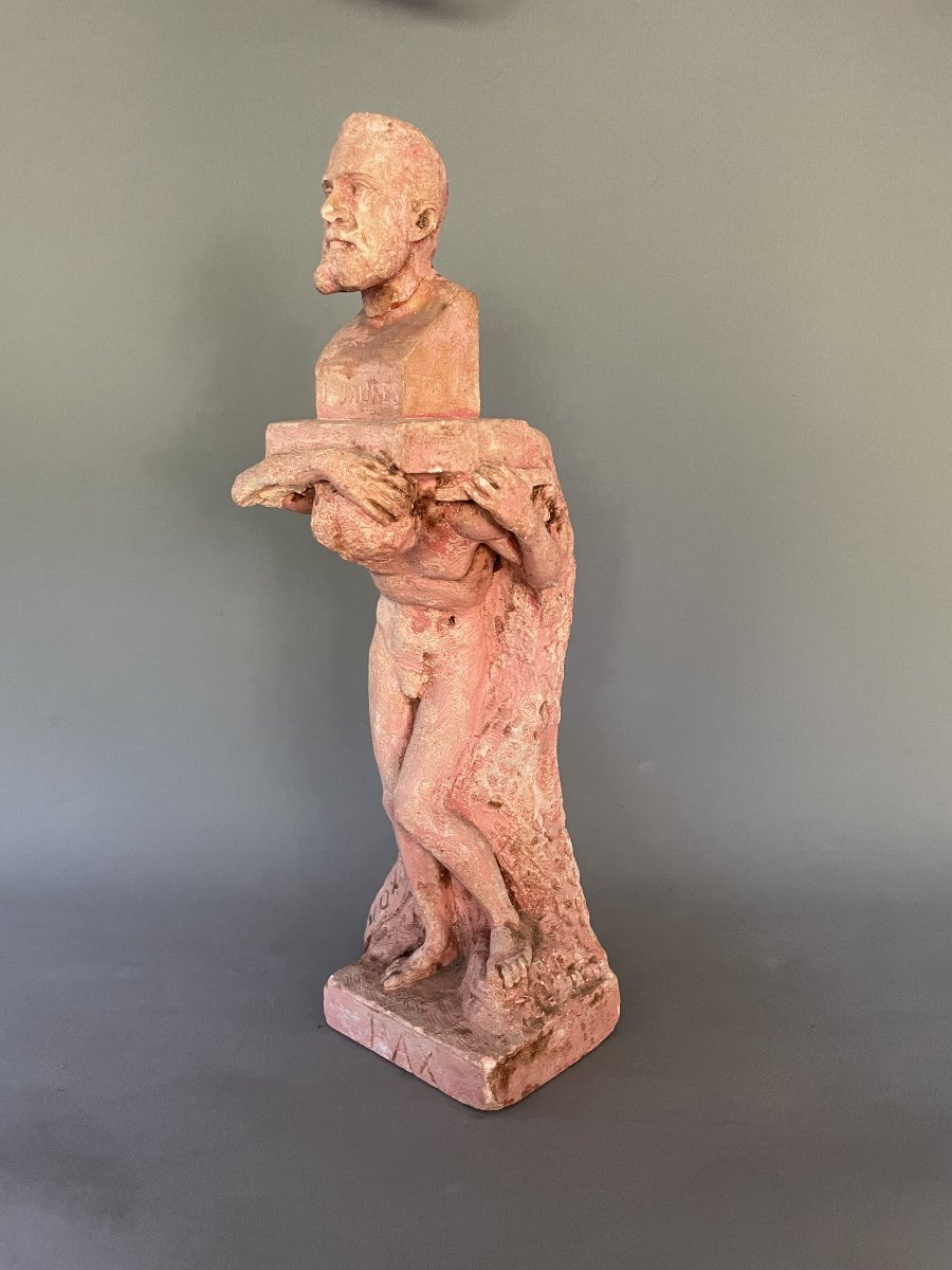 Tribute To Jean Jaurès, Patinated Plaster Sculpture -photo-2